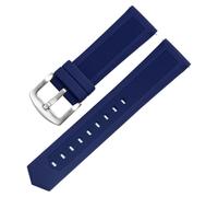 AMAUPCKCA Rubber Watchband For Tag Heuer For Seiko Watch Straps 18mm 20mm 22mm 24mm Black Blue Oranger For Any Brand(Blue silver clasp,20mm)