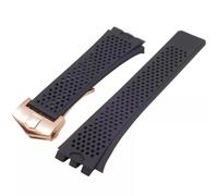 AMAUPCKCA Silicone Watch Band For TAG HEUER Carrera Series Watch Strap For Men's Concave Convex Interface Watchband Black Bracelet 22MM(Black-rosegold)