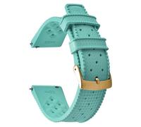 AMAUPCKCA Unisex Vintage Quick Release Watch Bands 18-19-20-21-22-23-24mm Tropical Fkm Rubber Watch Strap Sport Diving Wristband For Seiko(Cyan-Gold Buckle,21mm)