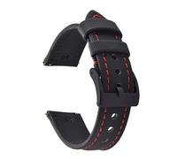 AMAUPCKCA Unisex Waterproof PVC Fabric Leather Watch Strap Quick Release 18mm20mm 22mm Band Sailcloth Watchband Wristband Belt Accessories(BlackRed-Buckle 2,22mm)