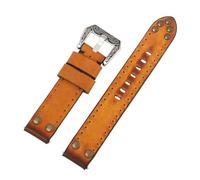 AMAUPCKCA Vintage 20mm 22mm 24mm Genuine Leather Watchbands Rivet Watch Strap Replacement Silver Carving Strap Watch Accessories For Men(24mm)