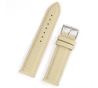 AMAUPCKCA Vintage Bamboo Pattern Genuine Leather Watch Band 18mm 20mm 22mm Beige Watch Strap Handmade Stitching Quick Release Strap(20mm)
