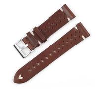 AMAUPCKCA Vintage Genuine Leather Watch Strap 18mm 20mm 22mm 24mm Coffee Brown Breathable Hole Watchband Quick Release Wristband For Men(Brown-White,19mm)