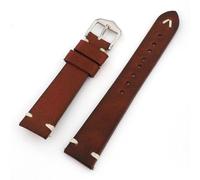 AMAUPCKCA Vintage Genuine Leather Watch Strap Brown Coffee Black Gray Blue 20mm 22mm 24mm Watchband Handmade Stitching Strap For Men(Red,22mm)