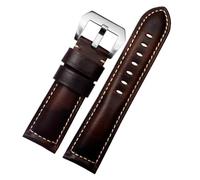 AMAUPCKCA Vintage Thick Crazy Real Cow Leather Strap For Panerai For Luminor For Breitling For Hamilton Men‘s Watch Band 20mm 22mm 24mm 26mm Bracelet(Dark brown sk,22mm)