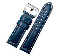 AMAUPCKCA Vintage Thick Crazy Real Cow Leather Strap For Panerai For Luminor For Breitling For Hamilton Men‘s Watch Band 20mm 22mm 24mm 26mm Bracelet(Blue SK,22mm)