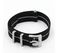 AMAUPCKCA Watch Strap 18mm 20mm 22mm Nylon Watch Strap Elastic Belt Watchband Replacement Bracelet(Black-White Line,22mm Silver Buckle)