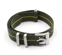 AMAUPCKCA Watch Strap 18mm 20mm 22mm Nylon Watch Strap Elastic Belt Watchband Replacement Bracelet(Green-Yellow Line,22mm Silver Buckle)