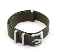 AMAUPCKCA Watch Strap 18mm 20mm 22mm Nylon Watch Strap Elastic Belt Watchband Replacement Bracelet(Green-Red Line,18mm Silver Buckle)