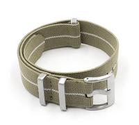AMAUPCKCA Watch Strap 18mm 20mm 22mm Nylon Watch Strap Elastic Belt Watchband Replacement Bracelet(Khaki-White Line,22mm Silver Buckle)