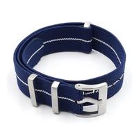 AMAUPCKCA Watch Strap 18mm 20mm 22mm Nylon Watch Strap Elastic Belt Watchband Replacement Bracelet(Navy-White Line,22mm Silver Buckle)