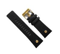 AMAUPCKCA Watchband For DIESEL DZ7313 DZ7333 DZ7311 DZ7371 Watch Strap Cow Leather With Gold Rivet 22 24 26 27 28 30mm Genuine Leather(Black gold clasp,27mm)