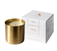 Amaura London Eco Luxury Long Burning Scented Candle - Infused with Essential Oil Blends - Candle Gift - 50hr Burn | 280g | Pure Brass Candle with lid (Tranquillity | Frankincense, Patchouli & Amber)