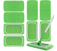 AmaVins 8 Pack Reusable Microfiber Mop Pads Compatible with Swiffer Sweeper Mop, Dry Sweeping Cloths & Wet Mopping Cloths, Washable Mop Pads for Surface/Hardwood Floor Cleaning (Mop is Not Included)