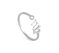 Amaxer 12 Zodiac Signs Constellation Ring Stainless Steel Astrology Horoscope Adjustable Finger Ring Band Jewelry for Women Open Stackable Rings, Stainless Steel, No Gemstone