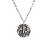 Amaxer 24 Runes Talisman Viking Jewelry Asatru Necklace Pagan Wiccan Pendant Norse Runes Vintage Nordic Amulet Necklace for Women Men (Raidho)