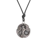 Amaxer 24 Runes Talisman Viking Jewelry Asatru Necklace Pagan Wiccan Pendant Norse Runes Vintage Nordic Amulet Adjustable Rope Chain Necklace for Men Women (Thurisaz)