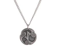 Amaxer 24 Runes Talisman Viking Jewelry Asatru Necklace Pagan Wiccan Pendant Norse Runes Vintage Nordic Amulet Necklace for Women Men (Eihwaz)