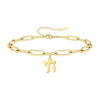 Amaxer Adjustable Chai Anklet Bracelet Hebrew Jewish Symbol of Life Stainless Steel Meaningful Religious Jewelry for Judaism, M, Stainless Steel, no gemstone
