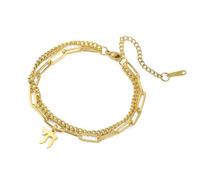 Amaxer Adjustable Double Layer Chai Symbol Anklet Stainless Steel Jewish Hebrew Life Charm Ankle Bracelet Judaism Religious Jewelry, M, Stainless Steel, no gemstone
