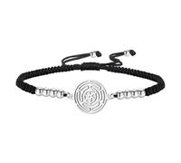 Amaxer Adjustable Hecate's Wheel Charm Bracelet with Colorful Braided Cord Pagan Symbol Jewelry for Women Men, M, Stainless Steel, no gemstone