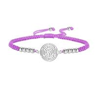 Amaxer Adjustable Hecate's Wheel Charm Bracelet with Colorful Braided Cord Pagan Symbol Jewelry for Women Men, M, Stainless Steel, no gemstone