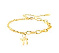 Amaxer Adjustable Jewish Hebrew Chai Symbol Anklet Bracelet for Bar Bat Mitzvah Stainless Steel Judaism Religious Jewelry, M, Stainless Steel, no gemstone