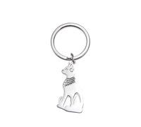 Amaxer Bastet Cat Egyptian Goddess Keychain Ancient Bastet Statue Stainless Steel Jewellery Pendant Chain Keyring Keychain (Silver)