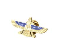 Amaxer Blue Enamel Faravahar Brooch Stainless Steel Persian Zoroastrianism Farohar Symbol Badge Iranian Heritage Charm Brooch Lapel Pins Backpack Suit Collar Decoration Accessories