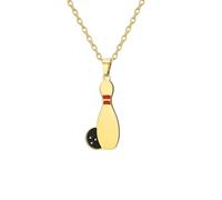 Amaxer Bowling Pin Bowling Ball Pendant Necklace for Women Men Sport Game Jewellery Gift for Bowling Lovers