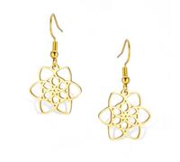 Amaxer Celtic Knot Flower Dangle Drop Earrings for Women Stainless Steel Flower of Life Pendant Dainty Earrings, S, Stainless Steel, No Gemstone