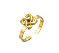 Amaxer Celtic Love Knot Open Ring for Women Stainless Steel Vintage Irish Eternal Infinity Knot Adjustable Ring Jewellery (Gold)