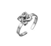 Amaxer Celtic Love Knot Open Ring for Women Stainless Steel Vintage Irish Eternal Infinity Knot Adjustable Ring Jewellery (Silver)