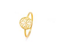 Amaxer Cutout Flower of Life Mandala Ring Hollowed Out Finger Statement Rings 7-11 Size Casual Jewelry for Women Lady, 9 UK, Stainless Steel, No Gemstone