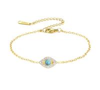 Amaxer Dainty Blue Evil Eye Bracelet for Women Girls Gold Plated Evil Eye Bracelet with Sparkling Cubic Zirconia Stones Turkish Lucky Protection Adjustable Bracelet (Style2)