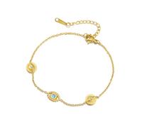 Amaxer Dainty Blue Evil Eye Bracelet for Women Girls Gold Plated Evil Eye Bracelet with Sparkling Cubic Zirconia Stones Turkish Lucky Protection Adjustable Bracelet (Style4)