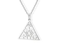 Amaxer Egyptian Pyramids Shaped Adjustable Necklace for Women Stainless Steel Cross Ankh Star of David Moon Ancient Symbol Collection, Medium, Stainless Steel, No Gemstone