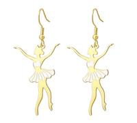 Amaxer Enamel Ballerina Earrings for Women Stainless Steel Gymnastics Ballet Ballerina Dance Dancer Trendy Jewellery Dangle Drop Earrings for Dance Lovers (Style5-G)