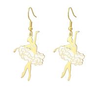 Amaxer Enamel Ballerina Earrings for Women Stainless Steel Gymnastics Ballet Ballerina Dance Dancer Trendy Jewellery Dangle Drop Earrings for Dance Lovers (Style4-G)