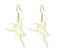 Amaxer Enamel Ballerina Earrings for Women Stainless Steel Gymnastics Ballet Ballerina Dance Dancer Trendy Jewellery Dangle Drop Earrings for Dance Lovers (Style3-G)
