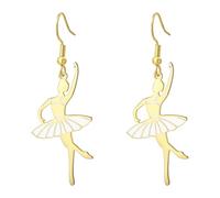 Amaxer Enamel Ballerina Earrings for Women Stainless Steel Gymnastics Ballet Ballerina Dance Dancer Trendy Jewellery Dangle Drop Earrings for Dance Lovers (Style6-G)