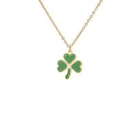 Amaxer Green Enamel Shamrock Clover Necklace for Women Stainless Steel Three Leaf Clover Pendant with Crystal Lucky Irish Shamrock Jewellery Gift St. Patrick's Day