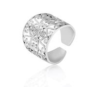 Amaxer Irish Celtic Knot Ring For Women Filigree Vine Pattern Flower of Life Sacred Geometry Wide Adjustable Open Rings Chunky Hollowed Out Beach Jewellery Gifts for Women Girls (Filigree-Silver)