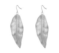 Amaxer Ladies Stainless Steel Fallen Leaves Earrings 2.65 Inch Elongated Leaf Design Dangle Pendant for Daily Wear Nature-Inspired Jewelry for Women, Medium, Stainless Steel, No Gemstone
