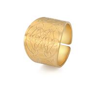 Amaxer Metatron’s Cube Ring for Men Stainless Steel The Seal Of Solomon Tetragrammaton Protection Adjustable Ring Statement Band for Men (Metatron’s Cube-Gold, 8)