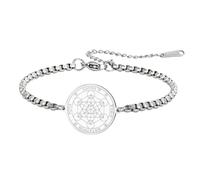 Amaxer Metatron's Cube Bracelet for Men Women Archangel Metatron Seal Sacred Geometry Protection Sturdy Medallion Jewellery Adjustable Box Chain Bracelet