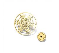 Amaxer Metatrons Cube Brooch Pin Star of David Archangel Metatron Protection Statement Backpack Badge Hat Bag Decoration Accessories (Gold)