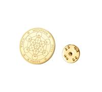 Amaxer Metatrons Cube Brooch Pin Vintage Sacred Geometry Archangel Metatron Protection Sturdy Medallion Statement Backpack Badge Bag Decoration Accessories (Gold)