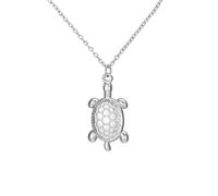 Amaxer Ocean Series Beach Necklace for Women Stainless Steel Turtle Shell Starfish Seashell Necklace with Cubic Zirconia Summer Beach Vacation Jewellery (Turtle, Silver)
