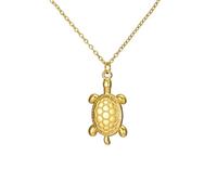 Amaxer Ocean Series Beach Necklace for Women Stainless Steel Turtle Shell Starfish Seashell Necklace with Cubic Zirconia Summer Beach Vacation Jewellery (Turtle, Gold)